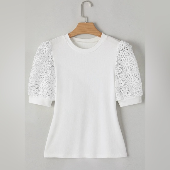 Elegant White Lace Sleeve Top - Picture 6 of 10